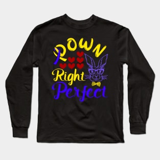 Down Right Perfect Bunny and Ribbon 21 Trisomy Awareness Day Long Sleeve T-Shirt